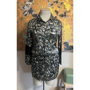 Artelier Nicole Miller Black & White Silk Short Dress Sz 10